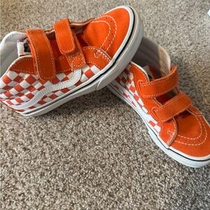 Vans Kids Vibrant Orange Checkerboard Sneakers